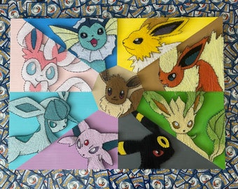 Eeveelutions String Art / Obra de arte hecha a mano Pokémon / 9 piezas en una / Hecho a medida