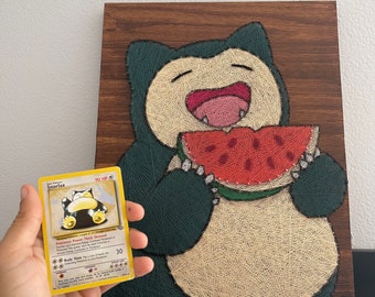Snorlax Original String Art / Gran Detalle / Trabajo en madera hecho a mano