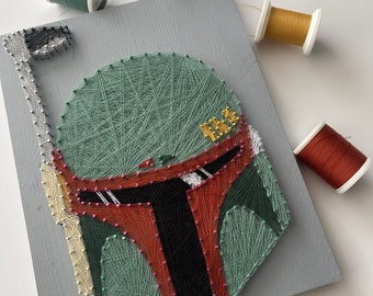 Boba Fett Helmet String Art ~ Obra de arte original de Star Wars