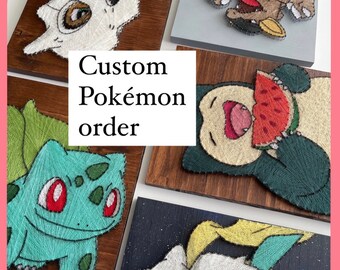 Pedidos de Pokémon PERSONALIZADOS / Hecho a Pedido Retratos de Arte de Cuerda Pokémon / Gran Detalle / Arte de Trabajo de Madera