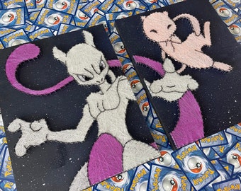 Retrato combinado de Mewtwo y Mew / Pokémon String Art 2 piece Set