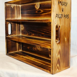 Crate Style Horizontal Vendor Display Shelf, Craft Fair Market Trade Show, Burnt Wood Soap Display