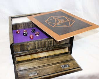 Wood Dice Box with Storage, Dice Vault, DND, Dungeons And Dragons, Dice Holder with Storage