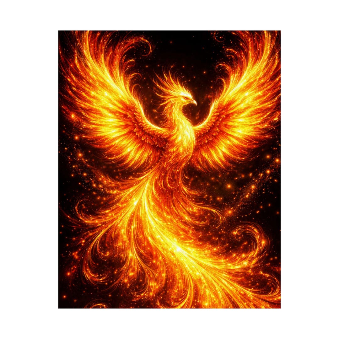 Fiery Phoenix Poster | Mythical Fire Bird Wall Art | Rebirth Symbol ...