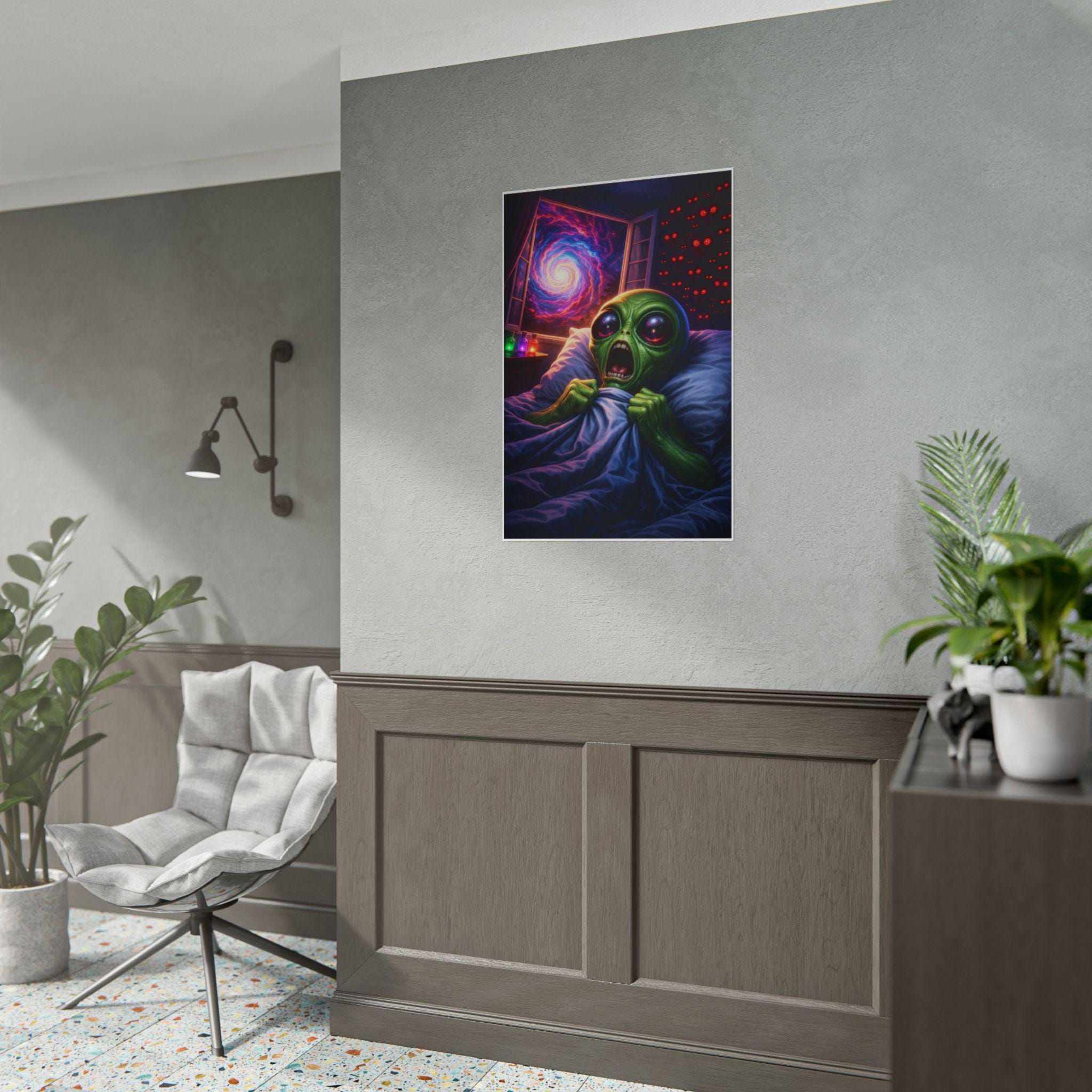 Alien Nightmare Screaming Poster | Psychedelic Galaxy Art | Neon Horror ...