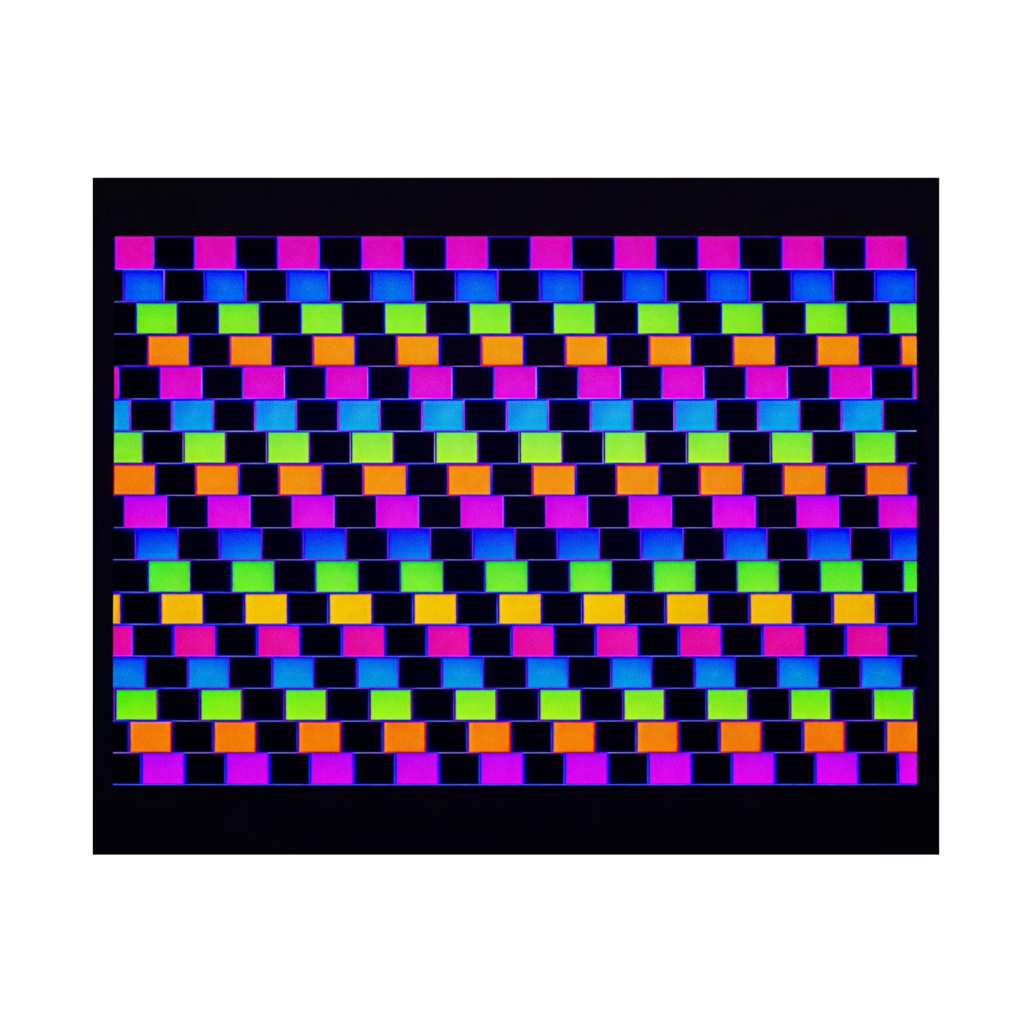 Neon Checkerboard Optical Illusion Poster | Psychedelic Geometric Wall ...