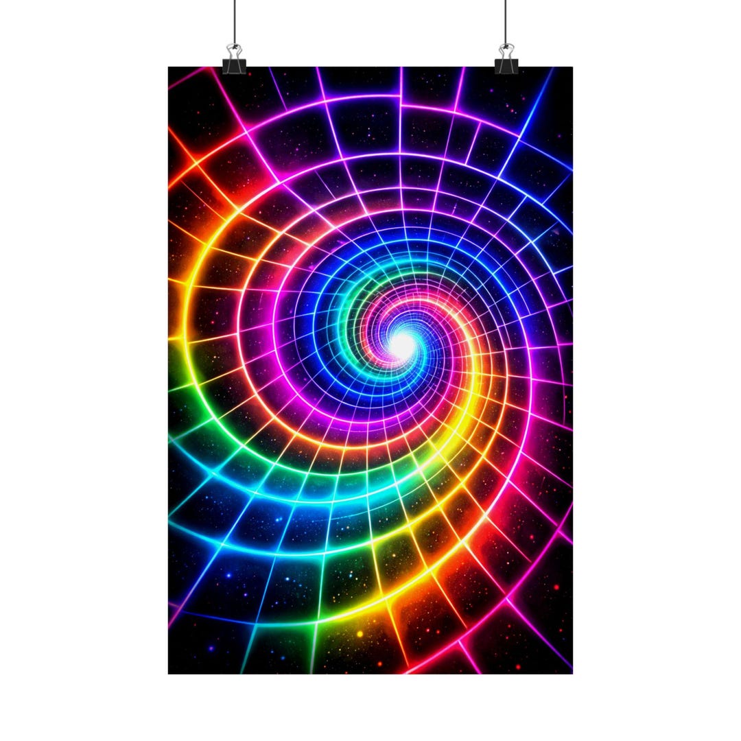 Rainbow Spiral Vortex Poster | Psychedelic Optical Illusion Tunnel Art ...