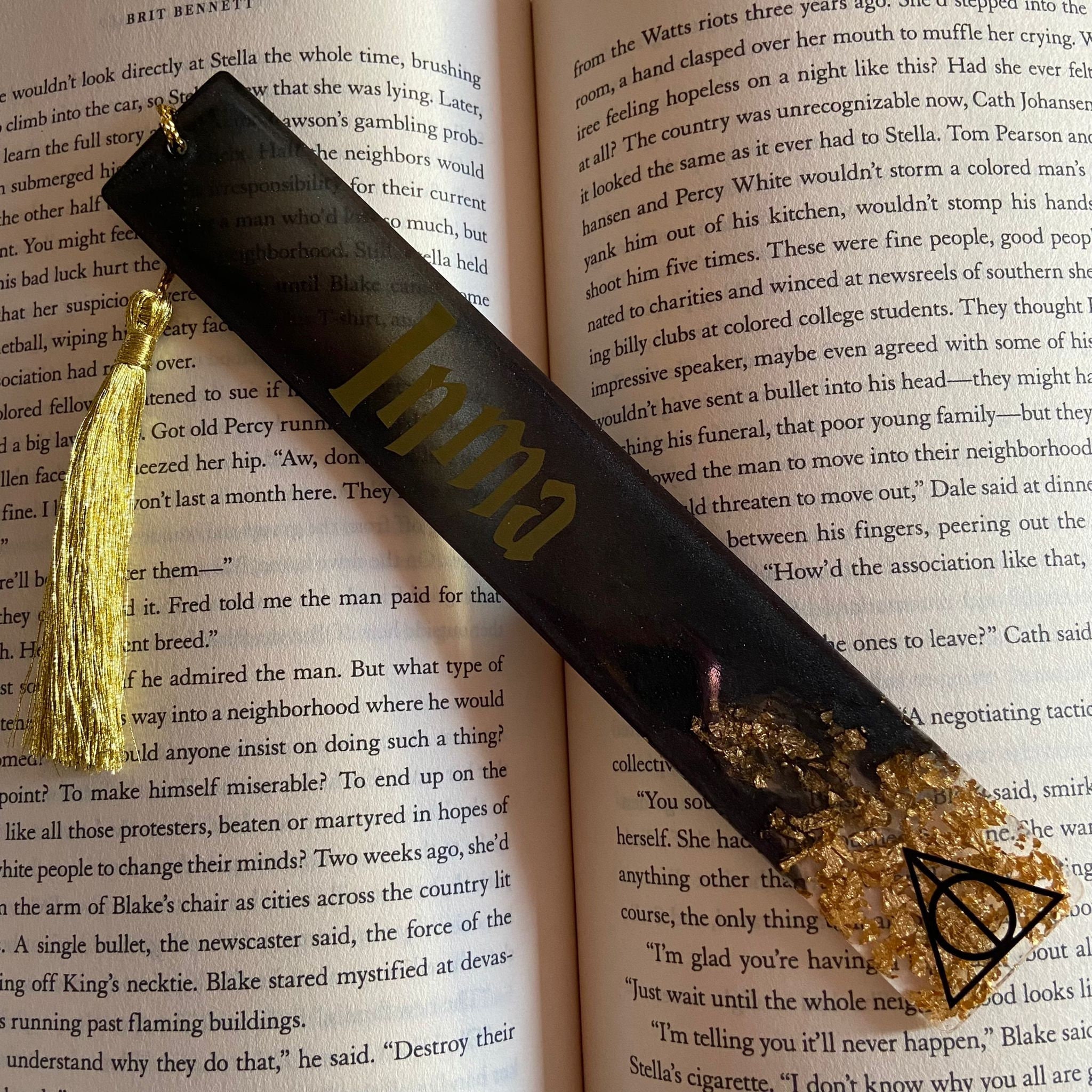 Personalised Harry Potter Bookmark | Deathly Hallows Bookmark |  Personalised Gift for Book Lover & Harry Potter Fan