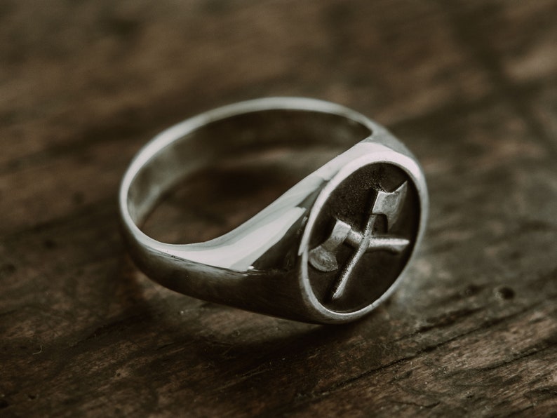 Crossed Axes Sterling Silver Ring Axe Lumberjack Wood Etsy