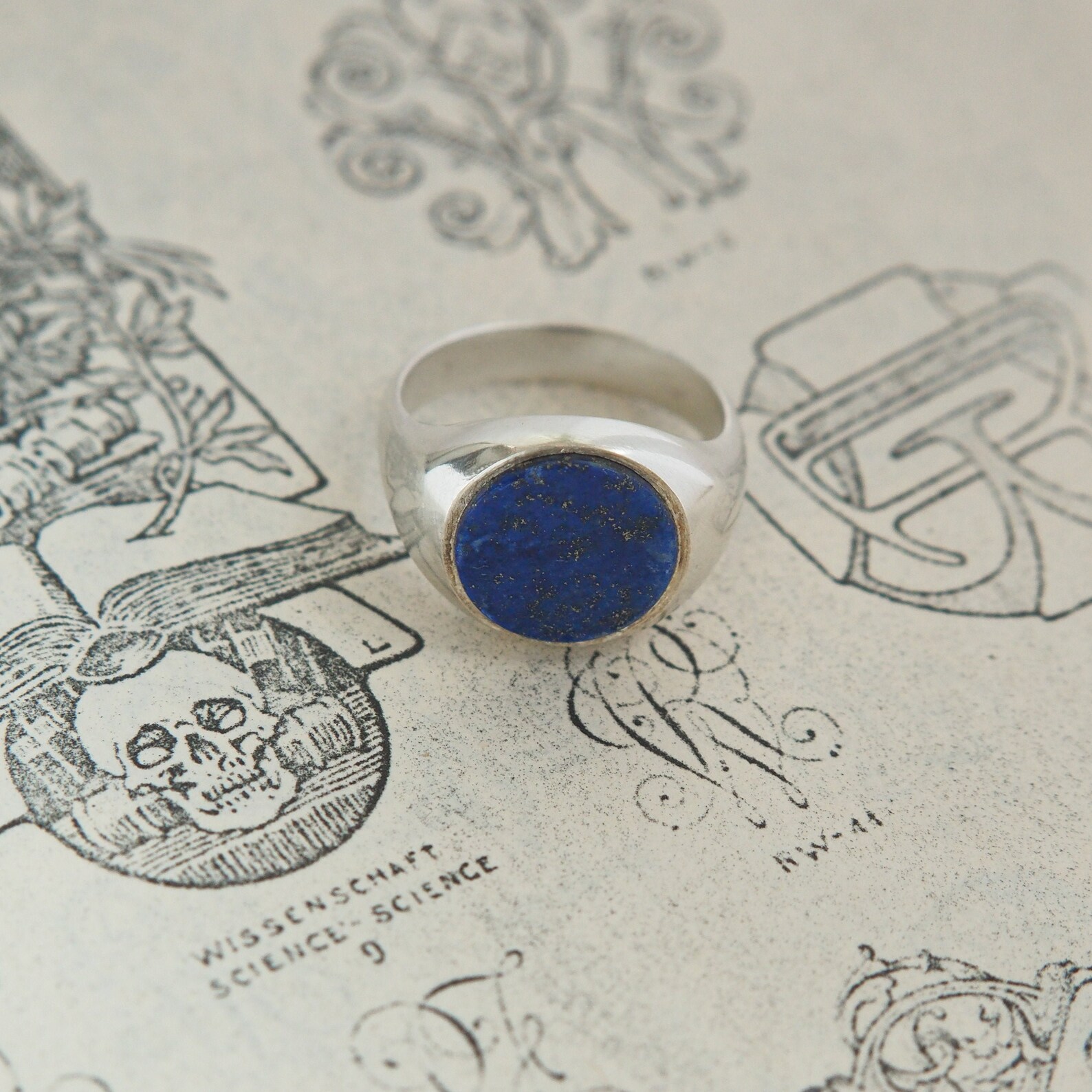 Silver ring with lapis lazuli gemstone handmade 925 Etsy