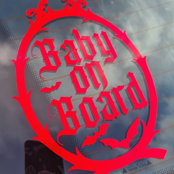 Baby on Board Goth Mom/Dad/Mum Car Sticker - Self Adhesive Vinyl Window Decal Tattoo Flash Inspired