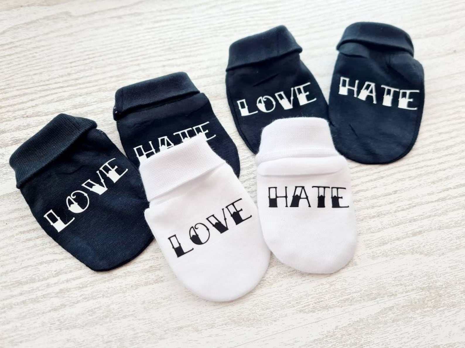Love Hate Knuckle Tattoo Gothic Mittens Newborn Baby Present - Etsy