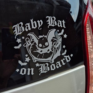 Naklejka na samochód Baby Bat On Board Gothic - samoprzylepna naklejka na okno z winylu