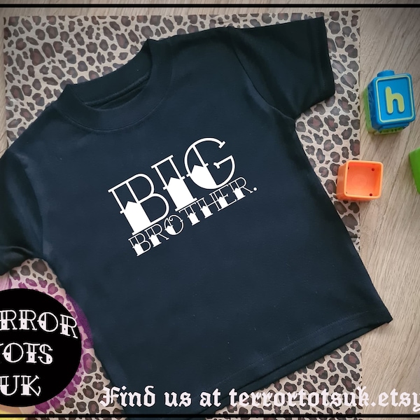 Tattoo Goth Style Big Sister/Big Brother T Shirt for Baby Announcement Big Sis Bro T Shirt Pregnancy Reveal for Gift for Sibling