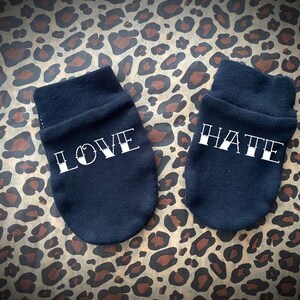 Love Hate Knuckle Tattoo Gothic Mittens Newborn Baby present | Etsy