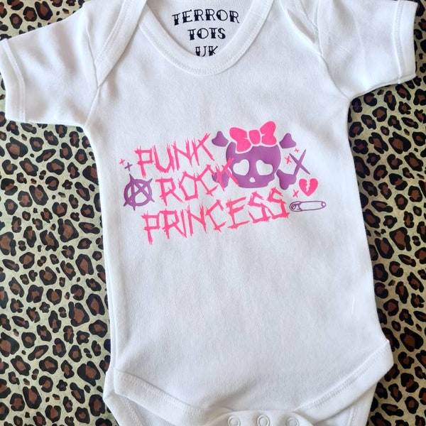 Punk Rock Princess Black/White Body Suit Vest Onesie - Baby & Toddler Vest 100% Cotton short sleeve Rock Chick Baby Shower Gift
