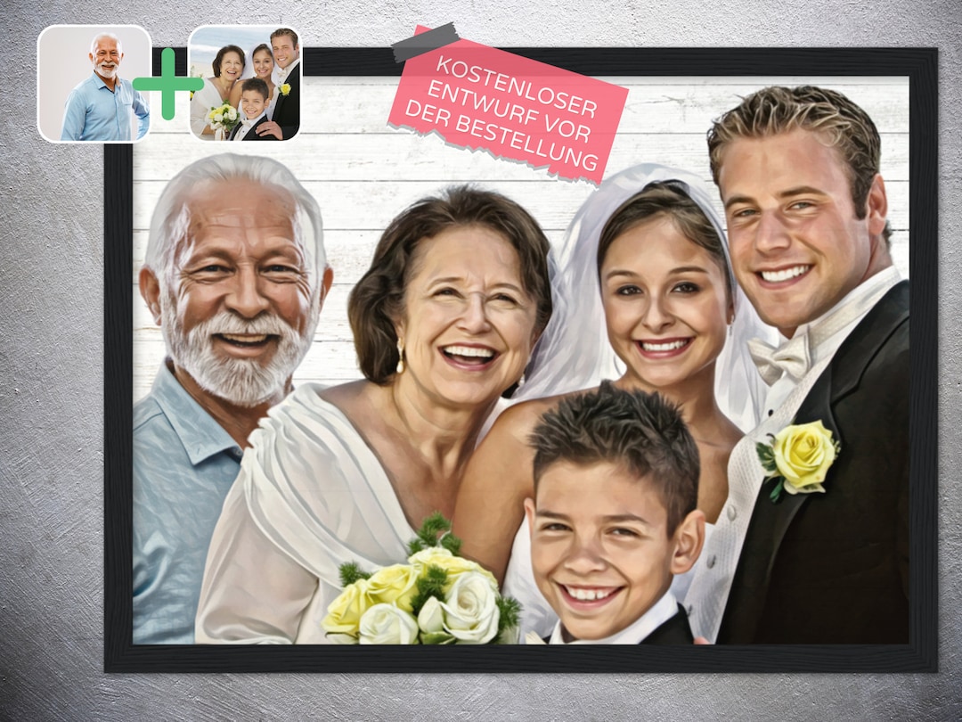 Portret met overledene – gepersonaliseerde familiefoto, digitale download  of print op canvas, hout, acryl, poster, kerstcadeau - Etsy België, image size:1080x810