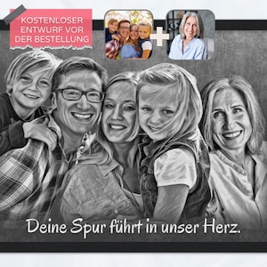 Insert deceased into pictures, family portrait with deceased, combine photos, have a picture of the deceased drawn, portrait, photo