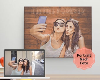 Personalized Best Friends Gift, Portrait by Photo, Girlfriends Image, Best Friend Poster, Friendship Poster, Sister BFF