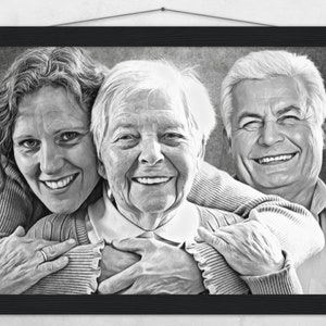 Have a portrait drawn with the deceased from the photo, insert the deceased into pictures, combine photos, family portraits, souvenir gifts image 5