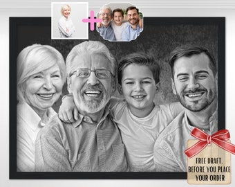 Add Person to Picture, Add Deceased Family Member, Custom Family Portrait, Painting from Photo, Drawing Family Portrait from Multiple Photos