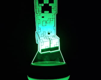 Creeper LED Lamp with Remote Control - Personalised Creeper Night Light with 16 colours, Ideal for a Gamer as Bedroom Lamp