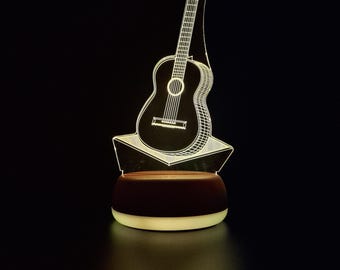 Lámpara LED de guitarra con controlador RGB, regalo personalizado para guitarrista, regalo musical, luz para banda, luz nocturna para banda de rock, regalo para guitarrista