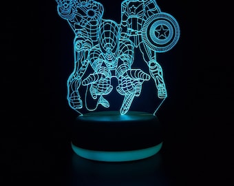Superhero LED Night Light, Gifts for Him, Gifts for Her, Gifts for Kids, Nursery Light, Night Light, Night Lights, LED Light, Bedroom Light