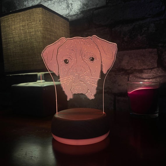 Personalised Boxer Dog Night Light Dog Night Light Gift for Dog