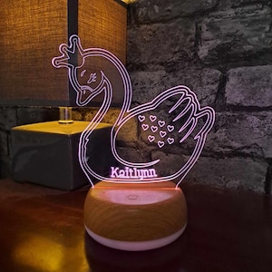 Luce notturna a LED personalizzata a forma di cigno, regalo a forma di cigno, regali per lei, regali per bambini, regalo per neonati, luce notturna, luci notturne, luce a LED, luce per camera da letto