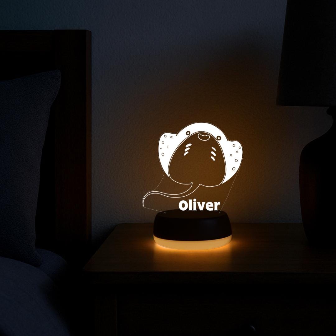 Personalised Stingray LED Night Light, Baby Gift, Gifts for Kids
