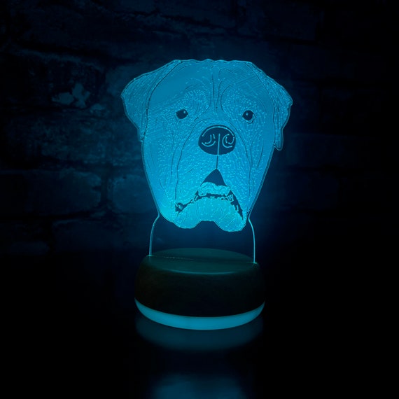 Luz de noche de perro Bull Mastiff personalizada, luz de noche de perro,  regalo para amante