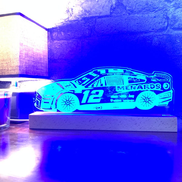 Lampe LED Ryan Blaney #12 Ford Mustang, Cup Series, Cadeau NASCAR, Cadeau Ryan Blaney, Courses Nascar, Fans de voitures de course, Stock car, Team Penske