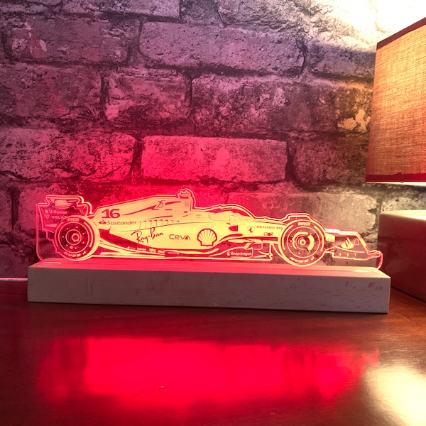 Charles Leclerc Ferrari LED Lamp Night Light, Home Decor, Formula 1, F1 Gifts, F1 Ferrari, F1 Gifts for Him, F1 Lamp, F1 LED Light, F1 Decor