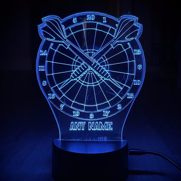 Personalised Dart Board Night Light, LED Lamp, Darts Night Light, Darts, Darts Gift, Gift For Darts Fan, Gift, Birthday, Bedside Light