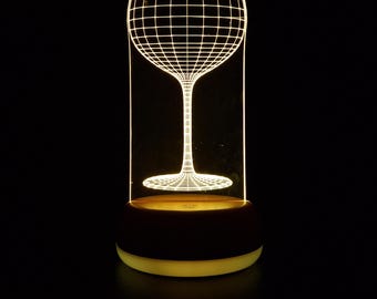 Gin Glass LED Night Light, Gin Gift, Bar Gift, Gifts for Her, Mum Gift, Gin Lover, Night Light, Night Lights, LED Light, Bedroom Light