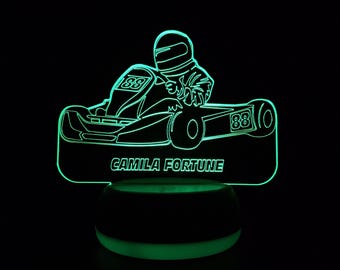 Personalised Go Kart LED Night Light, Go Kart Gift, Go Kart Lover Gift, Gifts for Kids, Night Light, Night Lights, LED Light, Bedroom Light