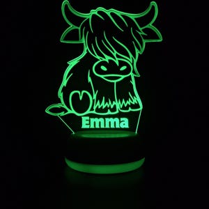 Personalised Highland Cow Night Light, Baby Gift, Gifts for Kids, Nursery Light, Night Light, Night Lights, LED Light, Bedroom Light