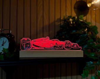 シャルル・ルクレール フェラーリ LED ナイトライト、F1 ギフト、男性向けギフト、女性向けギフト、ナイトライト、LED ライト、寝室用ライト