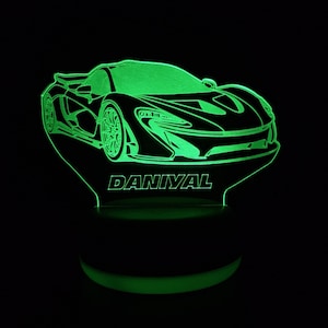 パーソナライズされたスポーツカーLEDランプ、スポーツカーギフト、彼へのギフト、お父さんへのギフト、ナイトライト、夜間照明、LEDライト、寝室用ライト