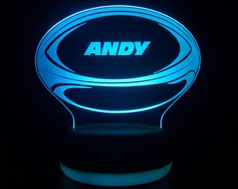 Personalised Rugby Ball Night Light, LED Night Lamp, Lamp for Kids, Rugby Gift, Birthday, Bedroom Light, Children&#39;s Light, Bedside Lamp