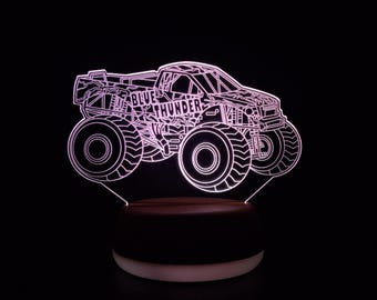 Blue Thunder Monster Truck LED Night Light, Monster Truck, Gift for Kids, Gifts for Him, Night Light, Night Lights, LED Light, Bedroom Light