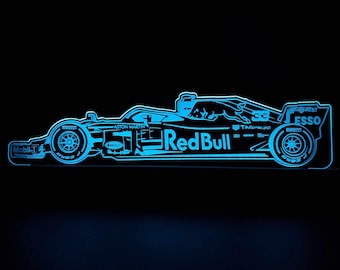 フォーミュラ1 LEDランプ - F1ファンへのプレゼントに最適、フォーミュラ1カーのRGBライト付きナイトライト、お父さんへのプレゼント、7色ナイトライト、F1ドライバー