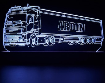 Personalised Lorry with Trailer LED Night Light, Lorry Gift, Trucker Gift, Driver Gift, Night Light, Night Lights, LED Light, Bedroom Light
