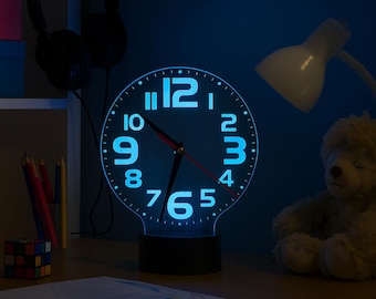 Orologio e lampada a LED a doppia funzione con 16 colori per camera da letto e soggiorno. Ideale come regalo per la casa o come dispositivo sensoriale.