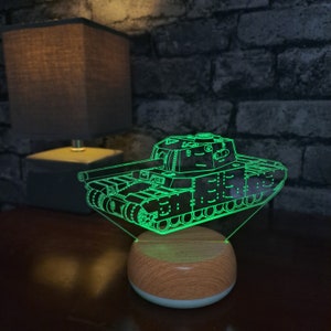 Zware tank ledlamp, tanknachtlampje, cadeau, verjaardagscadeau, feestcadeau, slaapkamerlamp, nachtlampje, cadeau voor hem, voor kinderen, cadeau-ideeën