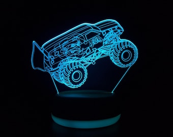 ジェスター モンスタートラック LED ナイトライト、モンスタートラック、子供へのプレゼント、彼へのプレゼント、ナイトライト、LED ライト、寝室用ライト