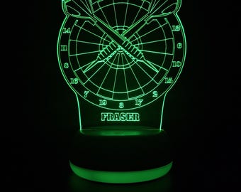 Personalised Dart Board LED Night Light, Gifts for Him, Dad Gift, Darts Gift, Night Light, Night Lights, LED Light, Bedroom Light