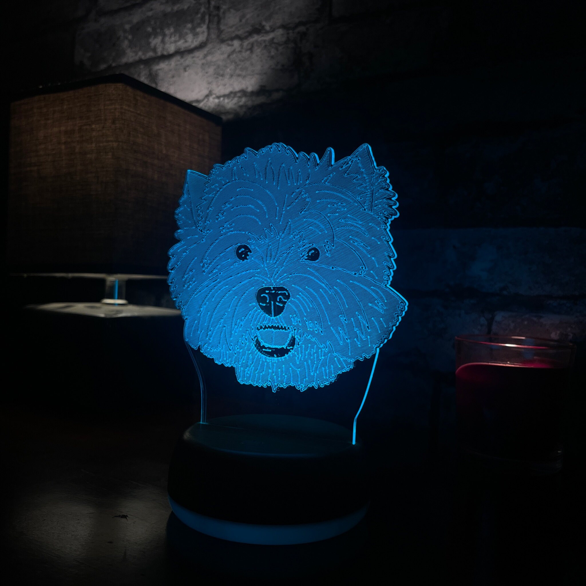Vintage LED Dog Table Lamp – Westie Resin Night Light – Cute Stained Glass Style Desk Decor – Great Gift For Dog Lovers – 8 Inch
