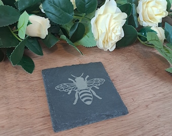 Schiefer-Bienen-Untersetzer, Bienen-Untersetzer, Bienen-Liebhaber, Bienen-Geschenk, Getränke-Untersetzer, Wohnzimmer-Untersetzer, dekorativer Untersetzer, Einweihungsgeschenk